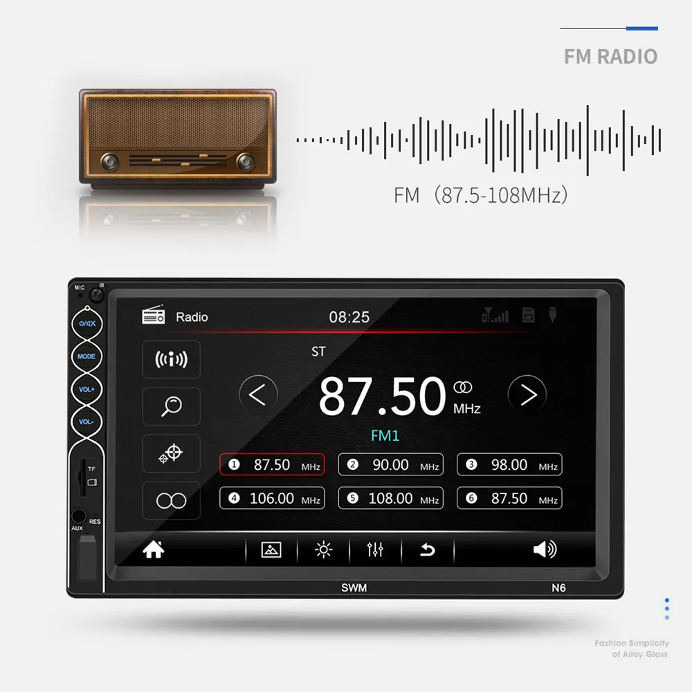 2din автомобильный мультимедийный плеер Аудио Стерео Авторадио Bluetooth Авторадио AUX FM " HD цифровой дисплей MP5 плеер для iOS Android