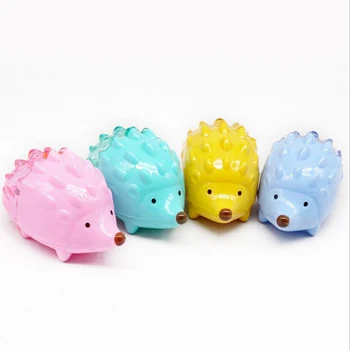 

Hedgehog cartoon Pencil Sharpener Safety Hand held Manual Sharpener plastic mini Double hole sharpener for office school