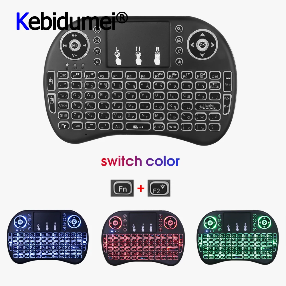 

I8 Mini Wireless Keyboard 2.4ghz English Russian 3 Colour Backlit Air Mouse With Touchpad Remote Control Android TV Box