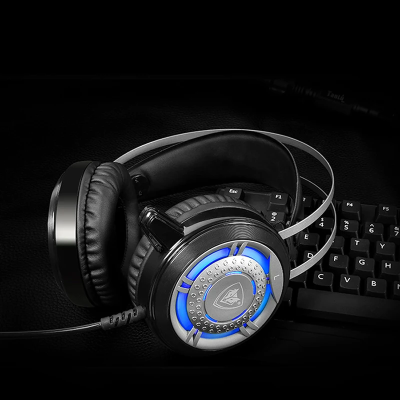 Cena Słuchawki przewodowe do gier bas stereo USB profesjonalne metalowe słuchawki do gier z podświetleniem LED z podświetleniem LED do laptopa PC