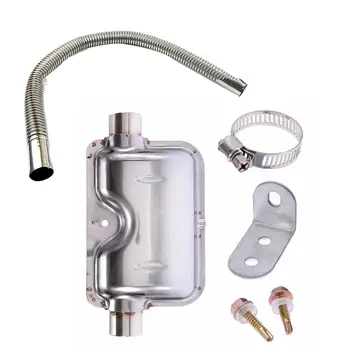 

60cm Car Stainless Steel Material Exhaust Pipe Corrugated Round Pipe Parking Silencer Diesel Heater Silver