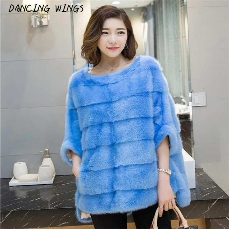 

Female real mink fur poncho coat jacket Luxury Half Sleeve Women Natural Fur Coat All-match Pullover