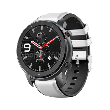 white Браслет ремешок для Amazfit GTR 47 мм Смарт-часы кожаный+ Силиконовый ремешок для samsung Galaxy Watch 46 мм ремешок для часов - Цвет: white