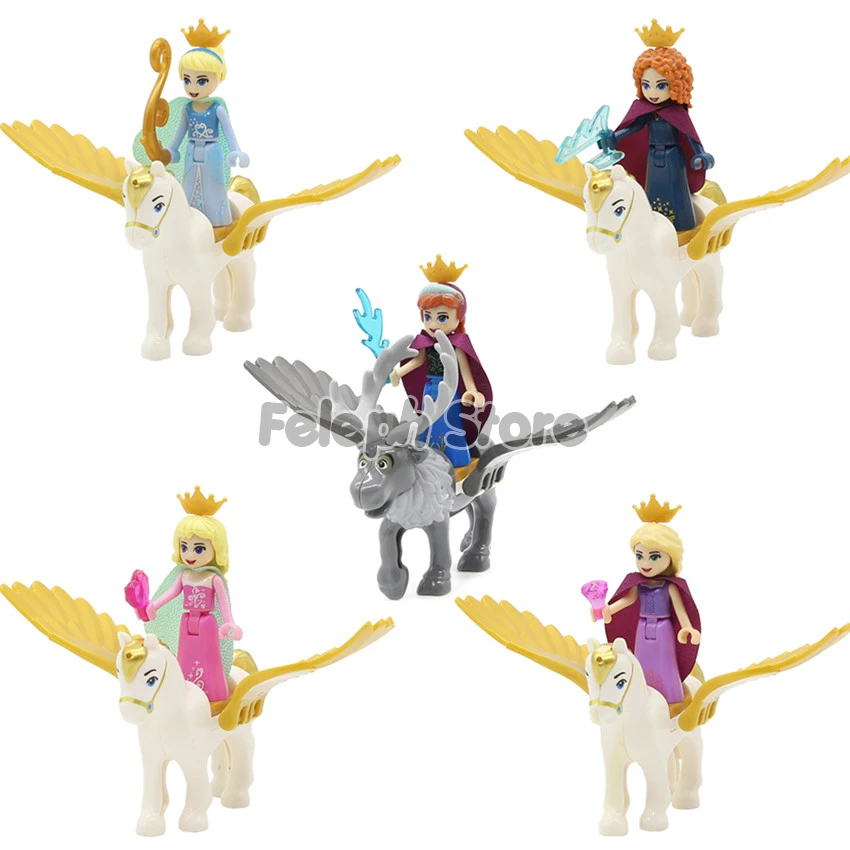 Hot Single Toy Legoingly Animal Flying Horse Building Blocks Princess Girls Figures Mermaid Cinderella Doll Sets Models DIY Toys (13)
