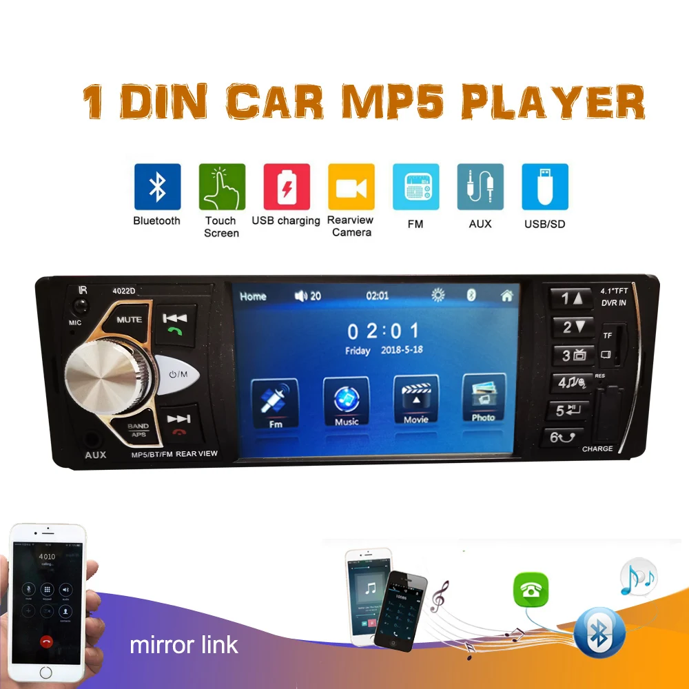 Автомагнитола 1 din 4 дюйма 12 В Bluetooth FM радио MP3 аудиоплеер зарядное устройство 5 USB SD