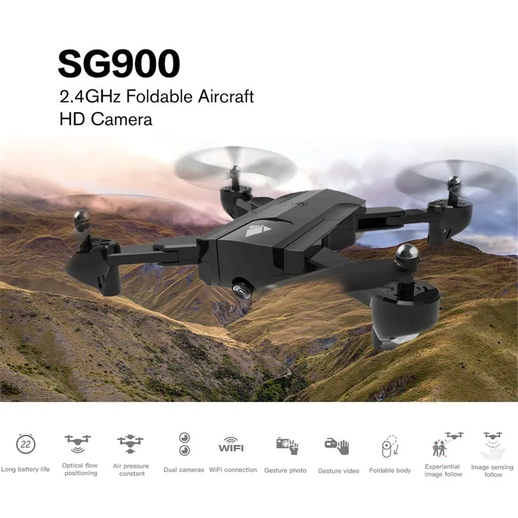 

SG900 Foldable RC Drone 2.4GHz WIFI FPV Drones Optical Flow Positioning RC Drone With 4K Camera & 1100mAh Battery