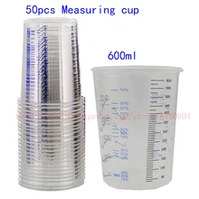 PISTOLA DE PULVERIZACIÓN de pintura, vaso de mezcla de plástico transparente, Flexible y desechable, para pulverización de coche, 25/50/100 piezas, 600ml