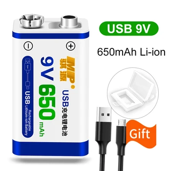 

9V 6F22 650mAh li-ion Rechargeable battery 9 v lithium for Multimeter Microphone Toy Remote Control KTV use