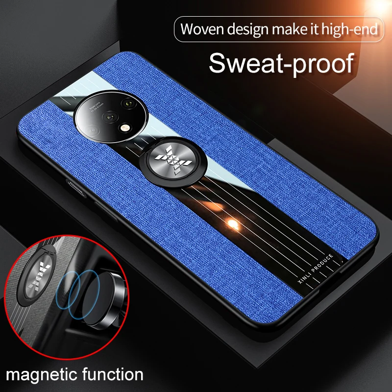 

Armor Magnetic Ring Leather Case For Oneplus 7T 6T With Holder Silicone Matte Silicone Back Cover Oneplus 7 pro 6 Fundas Coque