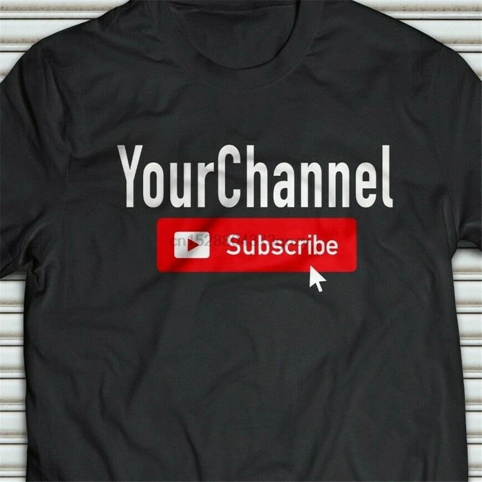 Подписывайтесь на ваш пользовательский канал Youtube Ваш Текст Футболка