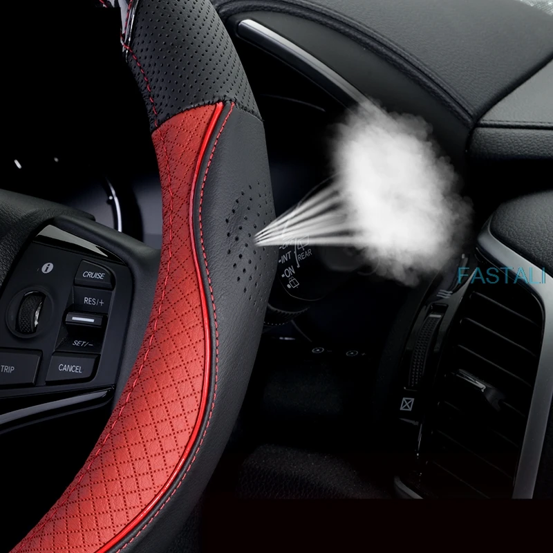 Для Honda FIT JAZZ- кожаный чехол на руль четыре сезона универсальный кожаный чехол на руль Нескользящие автомобильные запчасти
