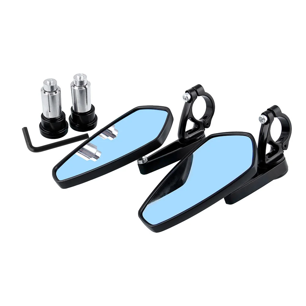 1 Pair 7/8" 22mm Universal Motorcycle Aluminum Rear View Black Handle Bar End Side Rearview Mirrors moto Accessories - Цвет: Черный