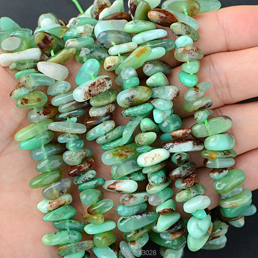 Women's  9-12mm Natural chrysoprase Freeform Slice strand 15.5