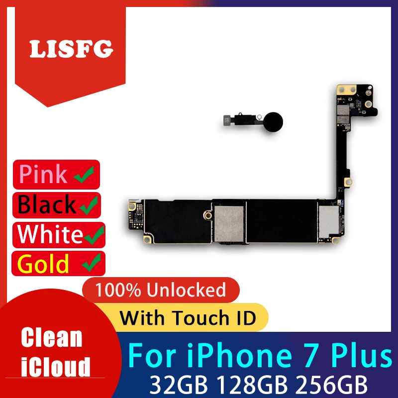 

Free iCloud Logic Board For iPhone 7 Plus Motherboard 32GB 128GB 256GB With IOS System For iPhone 7 Plus Mainboard With Touch ID