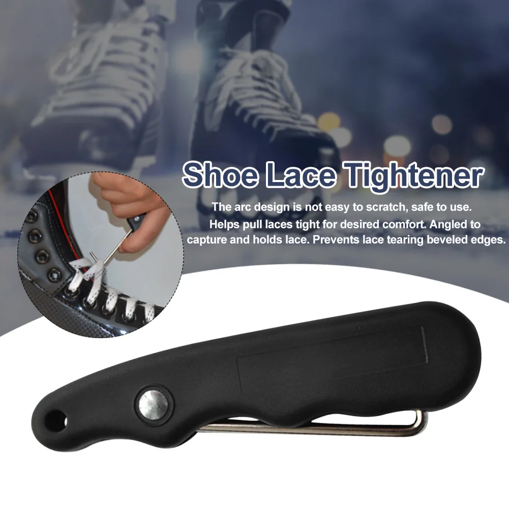 Skate Lace Tightener Black Durable For Figure Roller Ice Hockey With Extended Hook Handle Universal Puller Practical Portable | Спорт и
