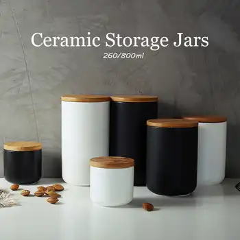 

260ML/800ML Sealed Ceramic Storage Jar For Spices Tank Containter For Eating With Lid Coffee Tea Coffee Sugar Kitchen Bottle