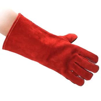 

1 Pair Work Safety Soft Labor Protection Faux Leather Fireproof Cow Split Welding Glove Heat Resisting Wear Resistant Anti Cut