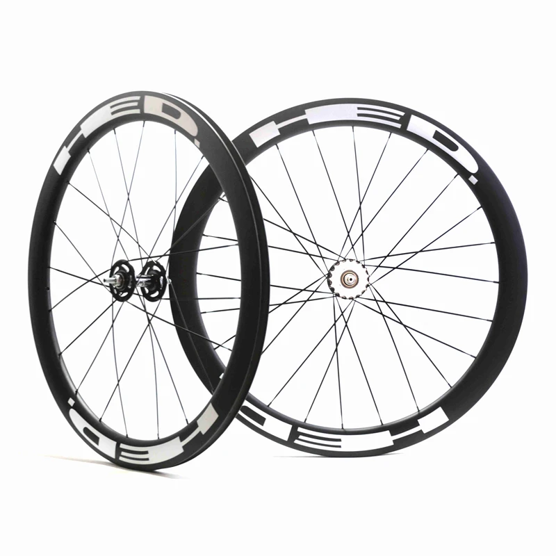 

fixed gear carbon wheel 50mm carbon clincher track 700C rims Bicycle with Novatec/Powerway hub