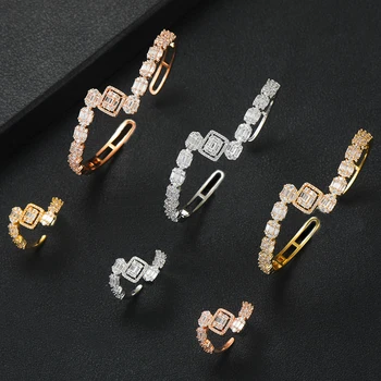 

GODKI Brand Luxury 2PCS Statement Bracelet Ring Set For Women Wedding Bridal Cubic Zircon Dubai PARTY WEDDING Jewelry BOHO New