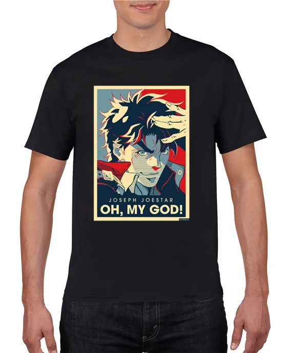 A Jojo Bizarre Adventure Vintage Joestar Joseph OH MY GOD letter T-shirt For Men Plus Size Cotton cool Tee Shirt XS-3XL Camiseta |