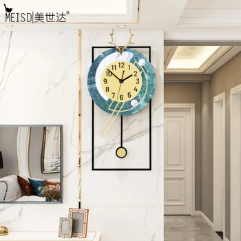 

On Sale Large Clocks Quality Hanging Pendulum Wall Watch Quartz Acrylic Living Room Wall Horloge Metal Needle Free Shipping