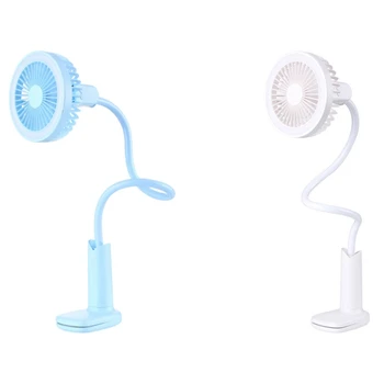

2 Pcs Usb Fan Flexible with Led Light 2 Speed Adjustable Cooler Desktop Usb Cooling Fan for Child Blue-Blue & White