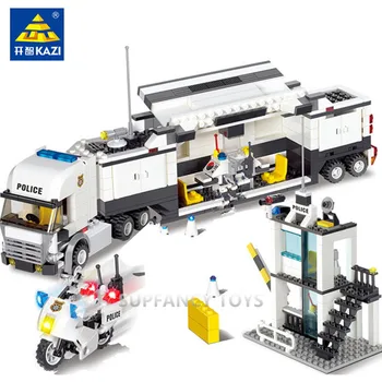 

511Pcs City Police Truck Car Model Building Blocks Sets Playmobil SWAT Creator Brinquedos Bricks Educational Toys For Children