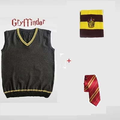 Red set 2 Гриффиндор Слизерин Ravenclaw Hufflepuff свитер в стиле Гарри Поттера с галстуком шарф шляпа жилет универсальная одежда Поттер Косплей Костюм - Цвет: Red set 2