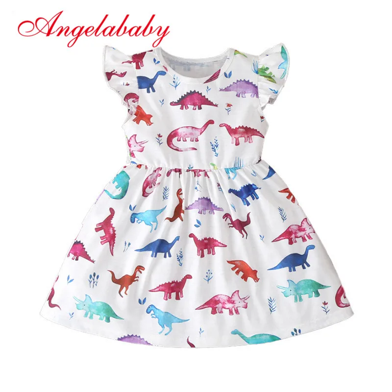2020 Summer New Color Dinosaur Girls Dress Baby Girl Princess Dresses 26 Age Chlidren's Clothes
