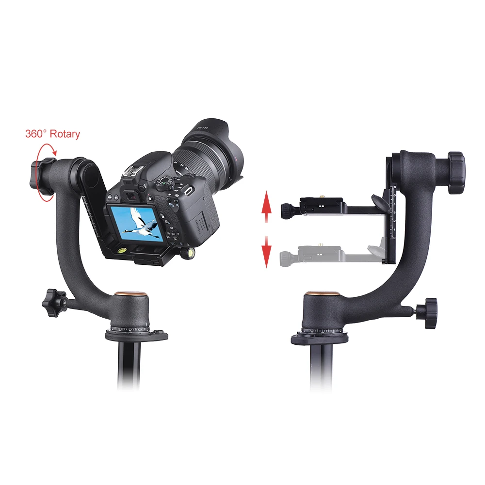 Andoer алюминиевый сплав Gimbal Head Pan Tilt Штативная головка принять для Arca Swiss Quick Release Plate для DLSR камеры до 20 кг