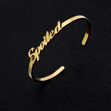 Custom Name Bracelet Silver Gold Stainless Steel Nameplate Bracelets Personalized Bangles For Women Men Kids Gift For Her BFF
