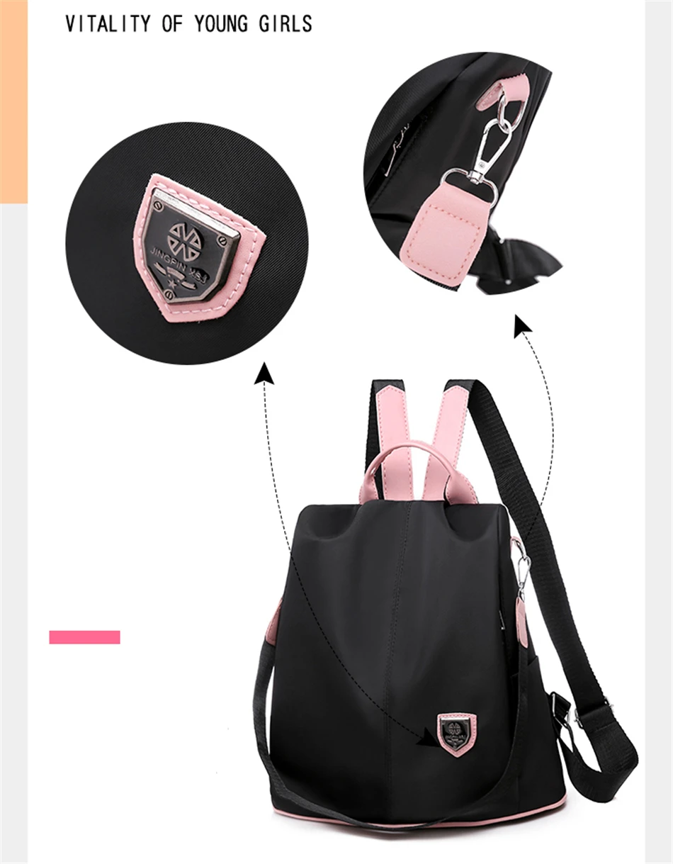 Модный женский рюкзак с панелями, высококачественные школьные сумки Oxford для девочек-подростков 3 в 1, женские противоугонные сумки