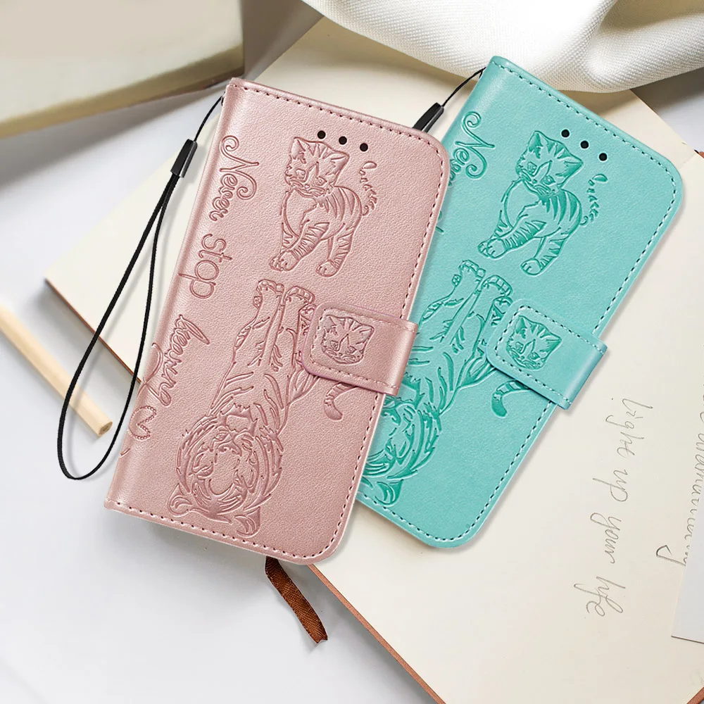 Рельефный флип-кейс LG Aristo 2 Plus Stylo Q stylus 4 5 кошелек из искусственной кожи милый Тигр