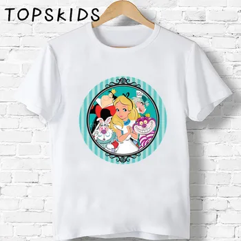 

2019 Children Alice In Wonderland Cartoon Print T-shirt Girls/Boys Funny Baby Clothes Kids Summer Short Sleeve Tshirt,HKP5310