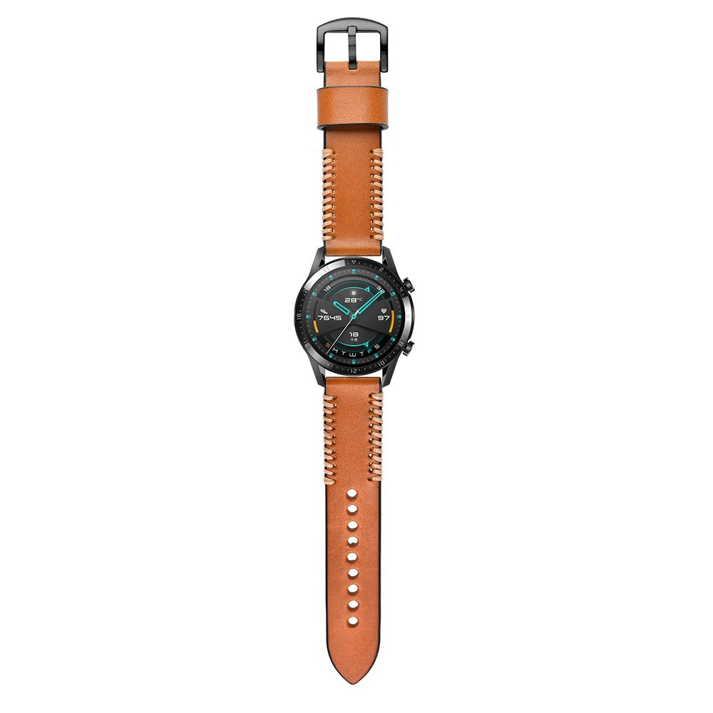 Ремешок из натуральной кожи для huawei GT 1 2 42 мм 46 мм/huawei watch 2 pro huami amazfit 1 2 GTR 47 мм Ремешки для наручных часов stra