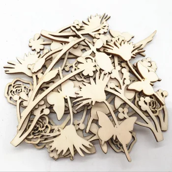 

30Pcs Rose Flower Wooden Pieces Wood Carfts Wedding Decoration Laser Cut DIY Scrapbooking Embellishment