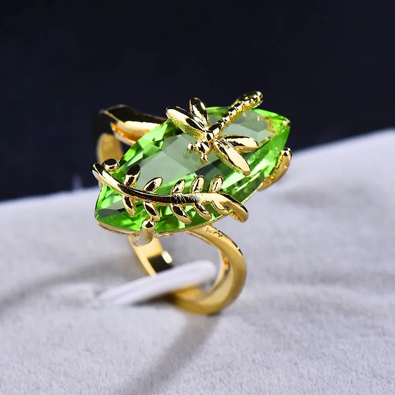 Bague Ringen Кольцо из стерлингового серебра S925 пробы с Овальным Изумрудом драгоценный камень для женщин обручальное ювелирное изделие для свадьбы подарок