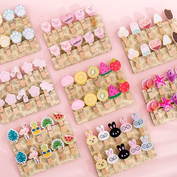 

10 PCS/LOT Wooden cartoon clips Mini binder clips 3.5x1 cm size Kawaii bullet notebook journal decoration paper clip