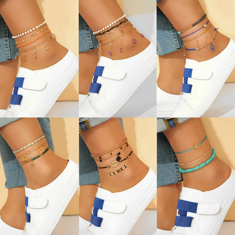 Tocona Bohemian Colorful Rope Tassel Anklets for Women Cactus Eyes Star Rhinestone Bead Foot Chain Summer Jewelry Accessories Tocona Bohemian Colorful Rope Tassel Anklets for Women Cactus Eyes Star Rhinestone Bead Foot Chain Summer Jewelry Accessories