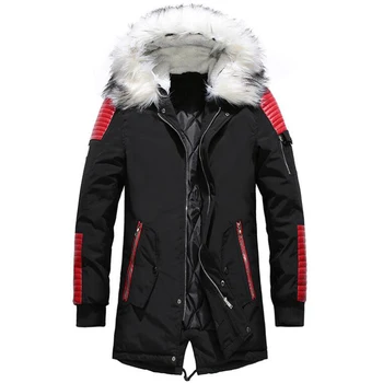 

Winter Jacket Men Fur Thick Windbreaker Long Coat Chaqueta Hombre Mens VogueOutwear Winter Coats Bomber Leather Hooded Jackets