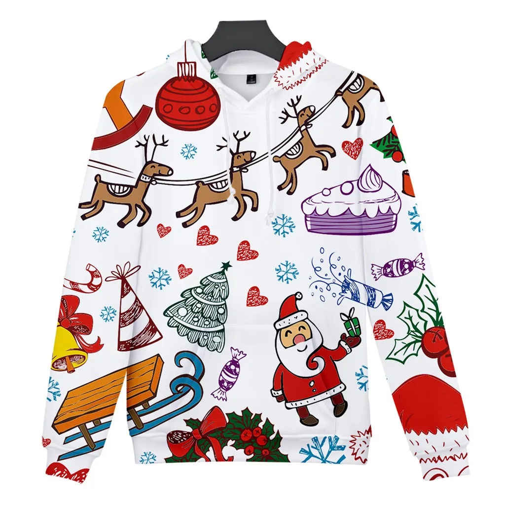 Kawaii moletom feminino sudadera mujer, Рождественский Модный свитшот для женщин, 3D Рождественский принт, вечерние толстовки с капюшоном и длинным рукавом