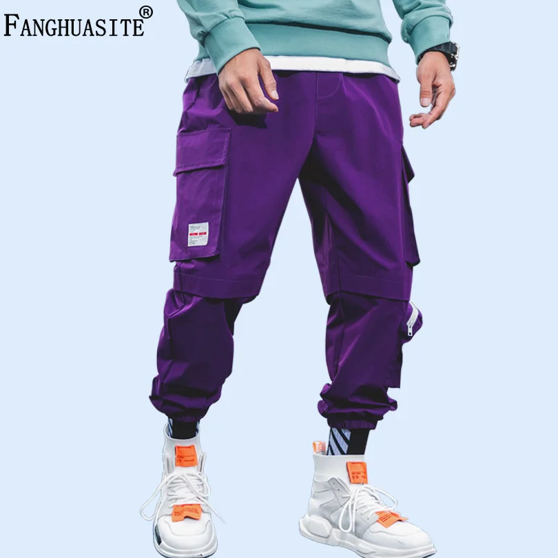Осенние мужские повседневные штаны, высококачественный хип-хоп полиэстер, спортивные штаны для бега, штаны с несколькими карманами для подростков, модные брюки-карго A901
