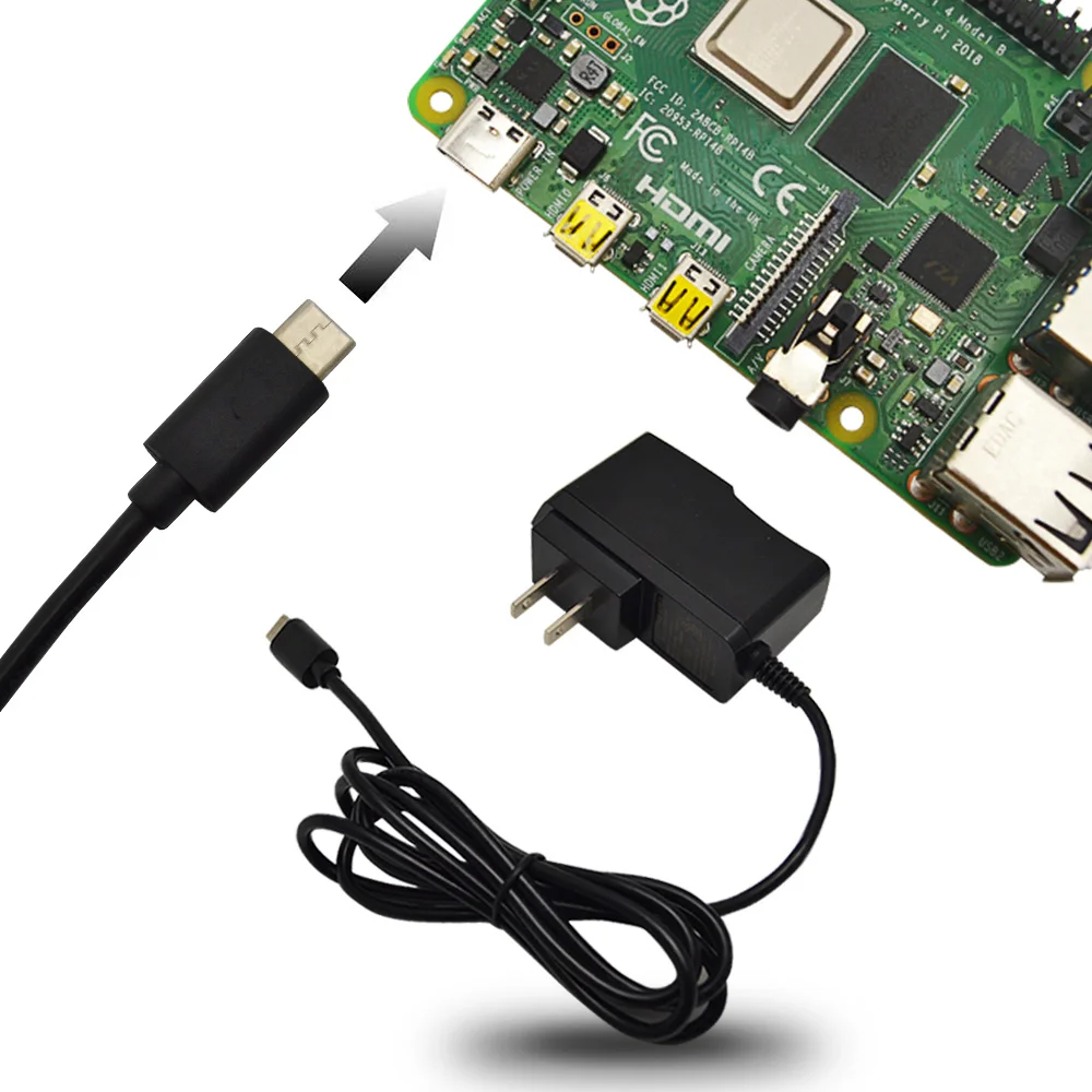Raspberry Pi 4 Мощность адаптер 5В 3A Тип C Питание для RPI Model B US Зарядное устройство в