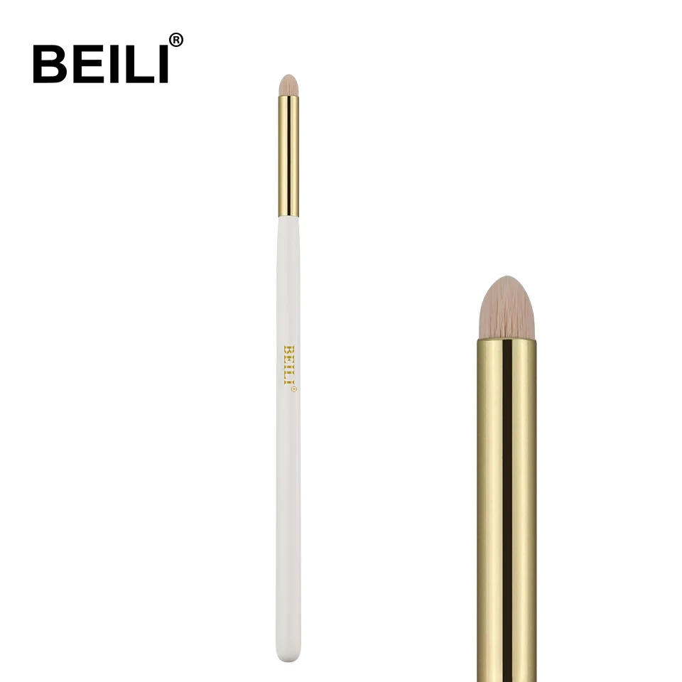 BEILI 1 piece Pearl White Makeup brush Nano wool fiber Hair Flat Foundation powder brush Handle golden ferrule - Handle Color: WY08