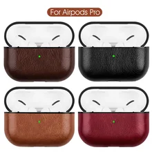 

Luxury Leather Earphone Case For Airpods 2 1 bluetooth cases For Apple Air Pods Pro black brown headphone coque Accessories