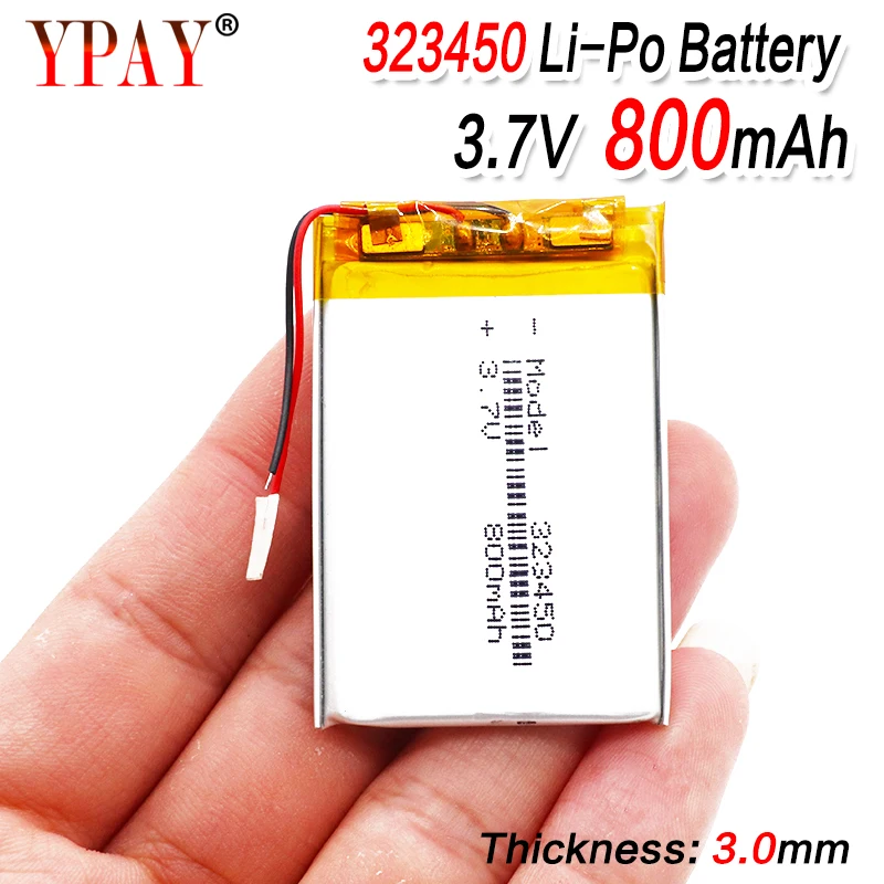 1/2/4 шт. высокой емкости 323450 li-po ion lipo аккумуляторные батареи 3 7 v 800mAh