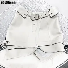 Yoloagne Женская юбка из натуральной кожи, Женская Асимметричная модная юбка на молнии из натуральной овечьей кожи