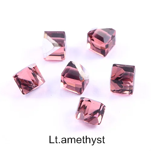 lt-amethyst 4 мм 20 шт кубические квадратные стеклянные стразы без горячей фиксации микро бусины блестящие стразы для дизайна ногтей камень для украшения ногтей B0801 - Цвет: lt-amethyst
