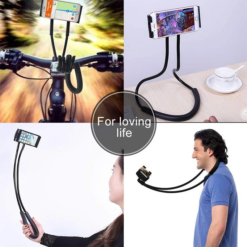 Lazy Neck Phone Holder Stand For iPhone x xiaomi Desk 360 Degree Rotation Mobile Phone Mount Bracket Cell Phone Holder Stand