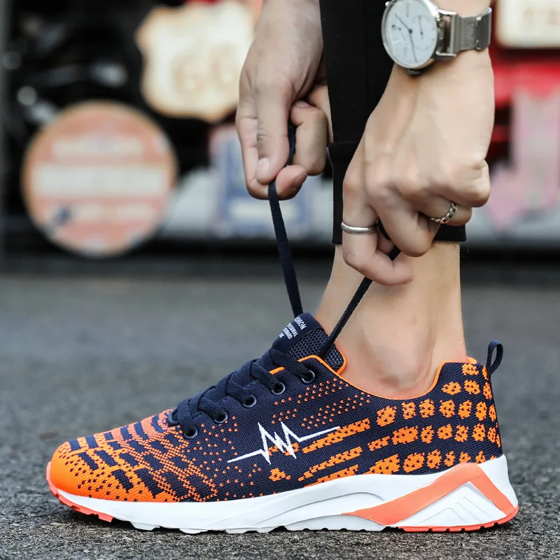 

2019 Spring Summer New Style Men Casual Mesh Sports MEN'S SHOES Outdoor Fly Woven Breathable Running Shoes Men's COUPLE'S Shoes